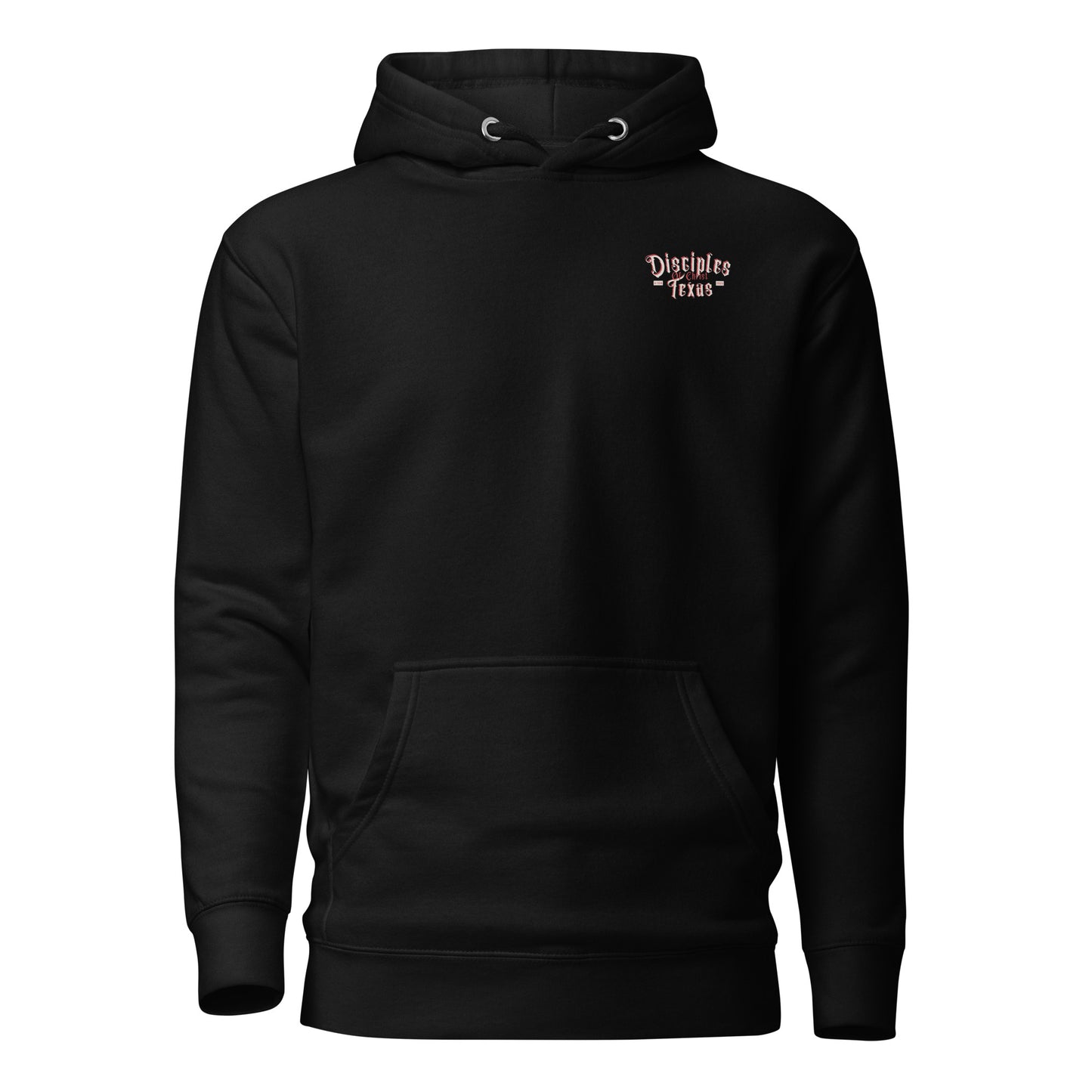 Front view of the Disciples of Christ - Christian Biker Hoodie by ANGELS 10 APPAREL LLC, designed for comfort and featuring faith-inspired graphics, perfect for Texas bikers and Christian apparel lovers.