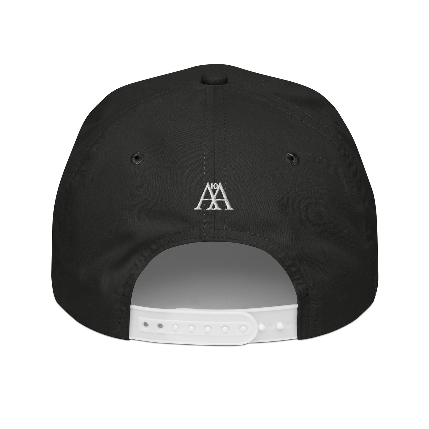 Back view of the Premium Unisex Golf Rope Cap for Christians by ANGELS 10 APPAREL LLC, highlighting the adjustable snapback design, a perfect blend of comfort and style, supporting the values of faith, believe, and community, from a veteran-owned small business.