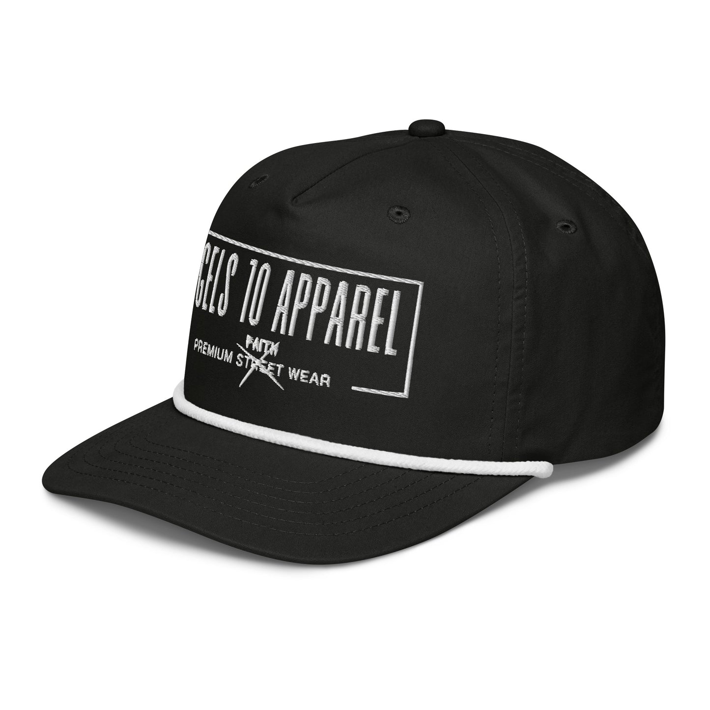 Side angle of the Premium Unisex Golf Rope Cap for Christians by ANGELS 10 APPAREL LLC. This stylish cap represents the belief in faith while offering comfort. A fashionable pick for golf enthusiasts that supports a veteran-owned small business.