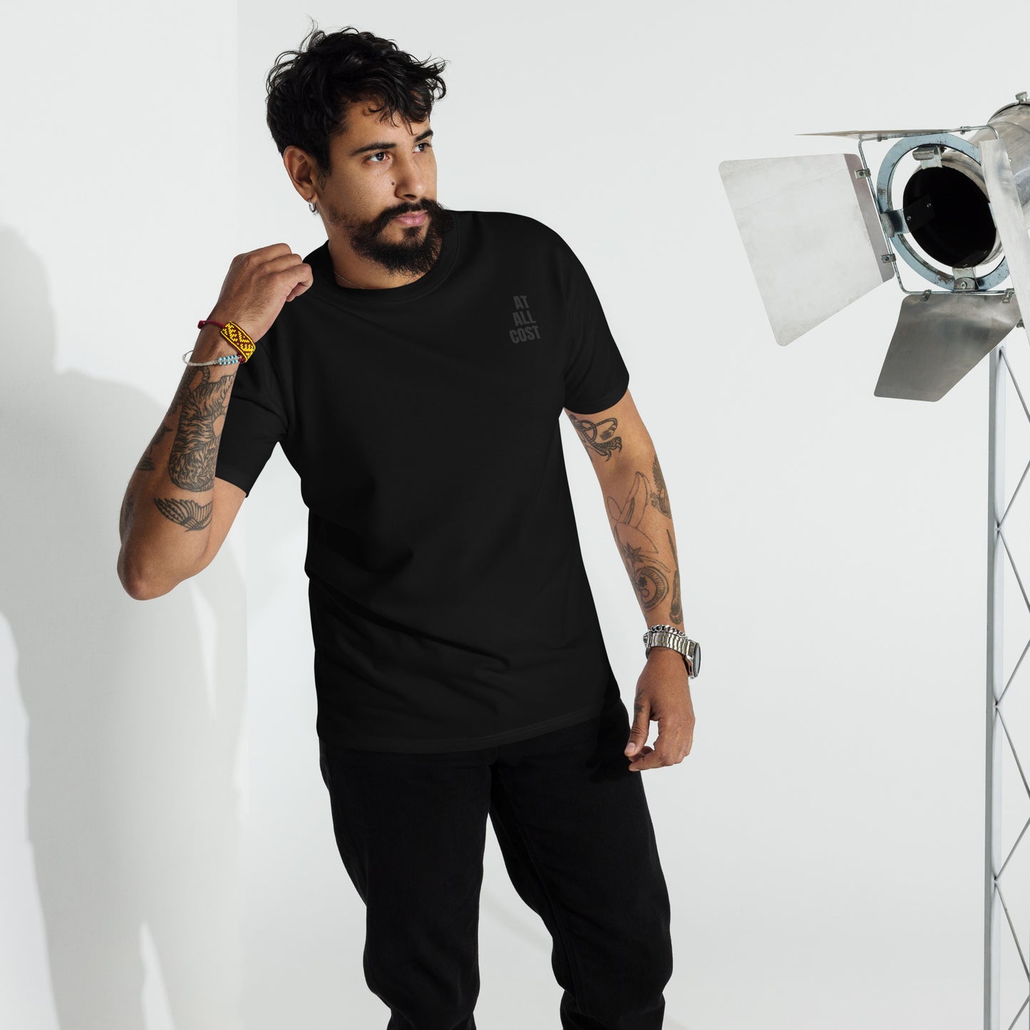 At All Cost Collection - Men's Premium Biker Tee - Faith, Truth, and Conviction for Bikers
