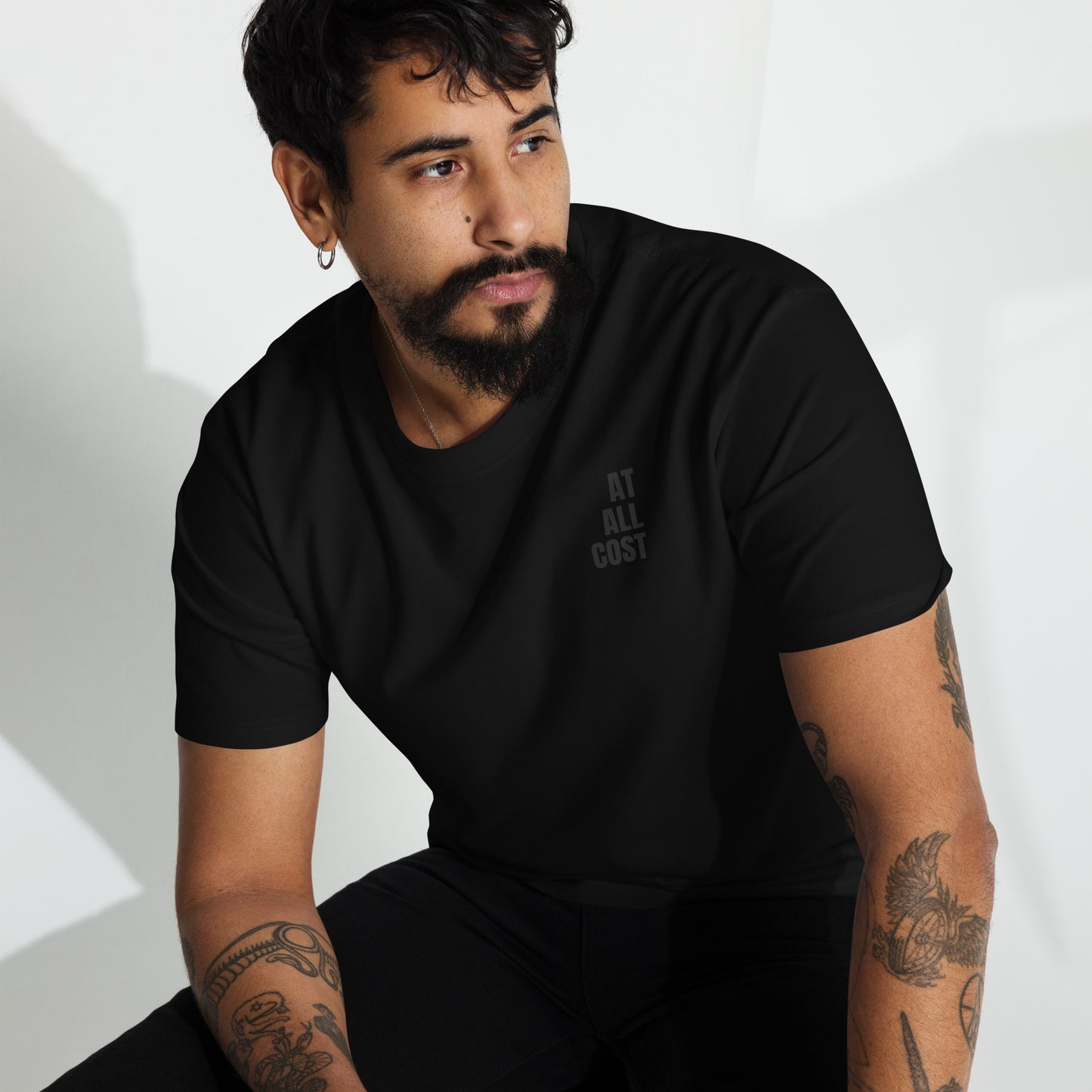 At All Cost Collection - Men's Premium Biker Tee - Faith, Truth, and Conviction for Bikers