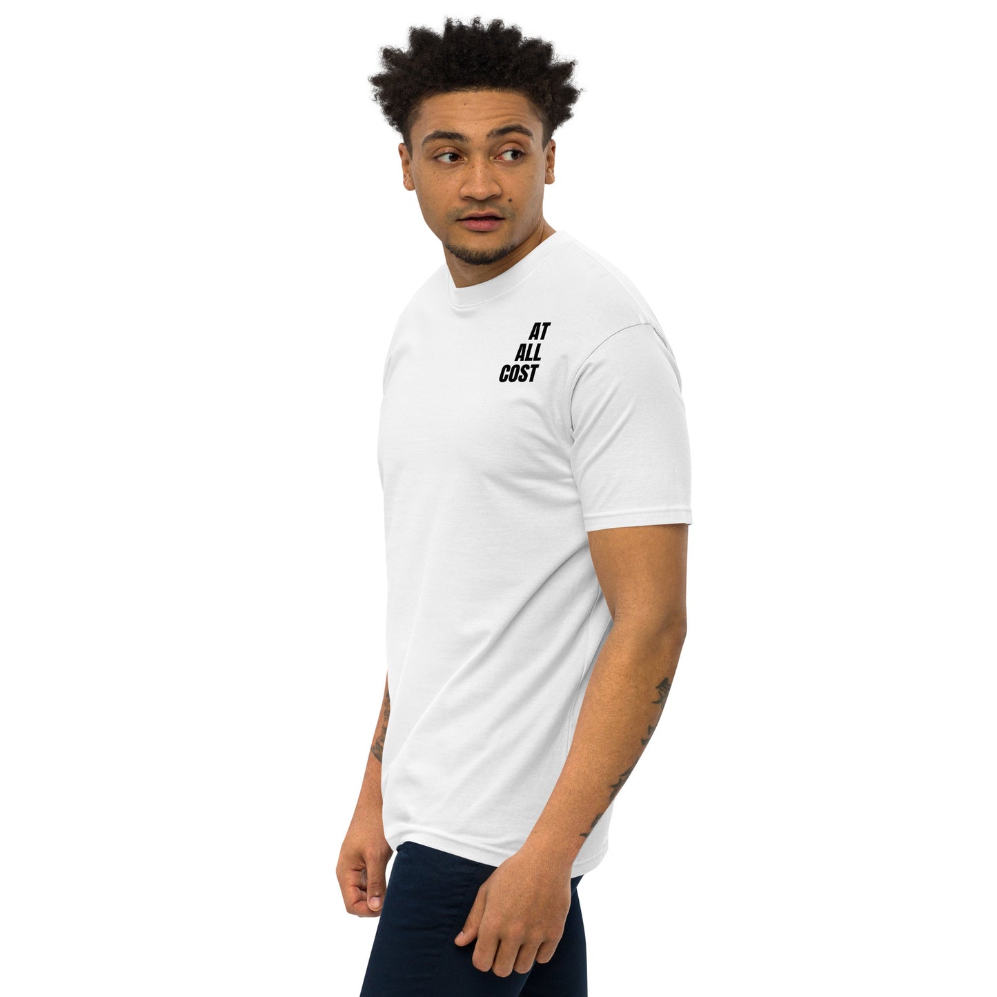 At All Cost collection - Men’s Premium Heavyweight Christian Biker Tee - Christian Biker Collection