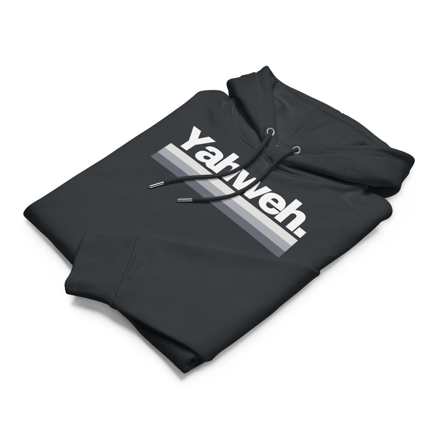 YHWH Oversized Unisex Hoodie in dark gray with striking Yahweh design, combining comfort and style for believers. Shop this veteran-owned small business to show your support for faith-driven fashion.