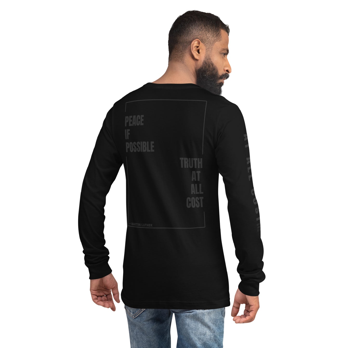 At All Cost Collection - Men's Premium Faith-Based Long Sleeve Tee - Faith, Truth, Biker Style