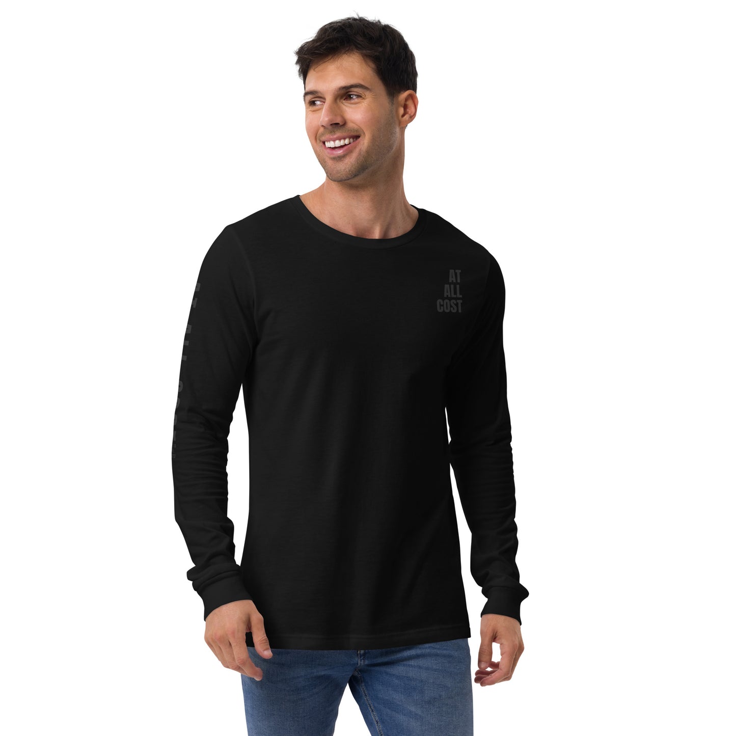 At All Cost Collection - Men's Premium Faith-Based Long Sleeve Tee - Faith, Truth, Biker Style