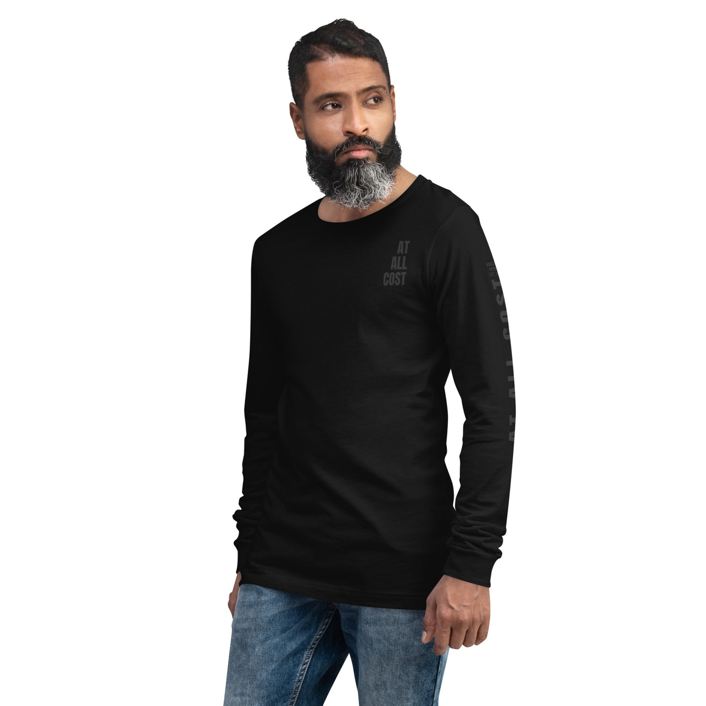 At All Cost Collection - Men's Premium Faith-Based Long Sleeve Tee - Faith, Truth, Biker Style