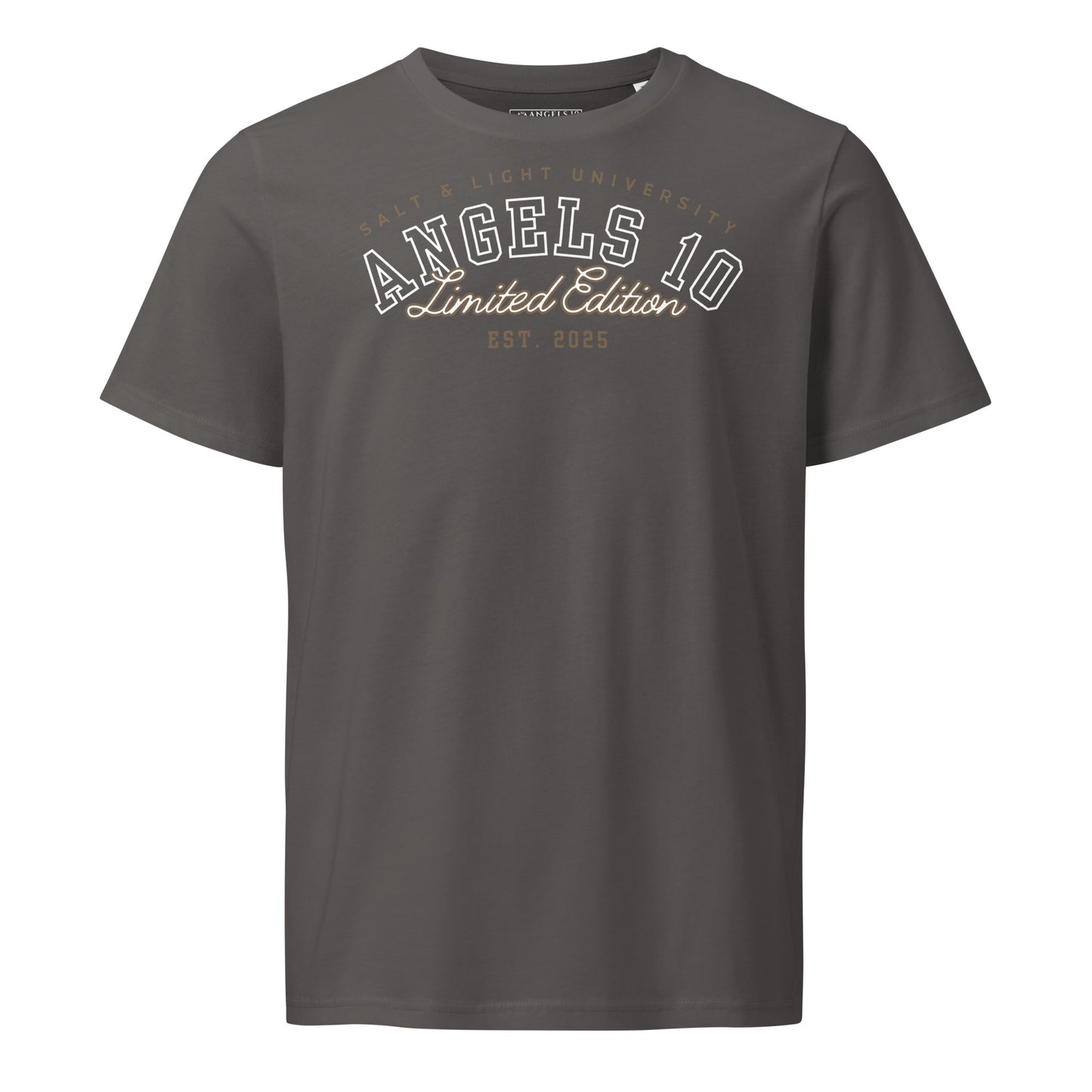 Salt & Light Unisex Organic Cotton Mid-Light T-Shirt featuring a stylish design perfect for expressing faith and discipleship while promoting the message of being the salt & light of the world, ideal for college students.