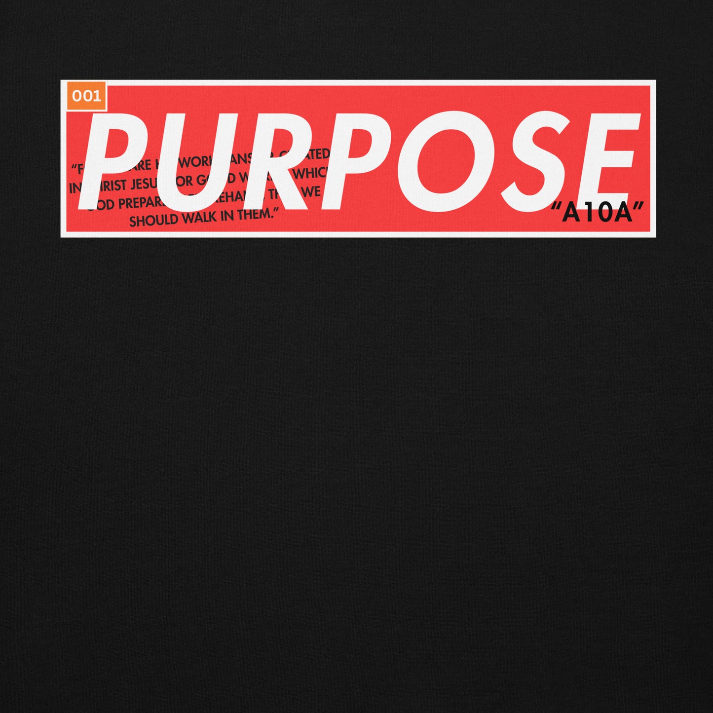 Close-up of the Purpose Premium Unisex Hoodie highlighting its striking design, perfect for expressing faith and purpose. This premium item is made by a veteran owned small business for those who believe in making a statement.