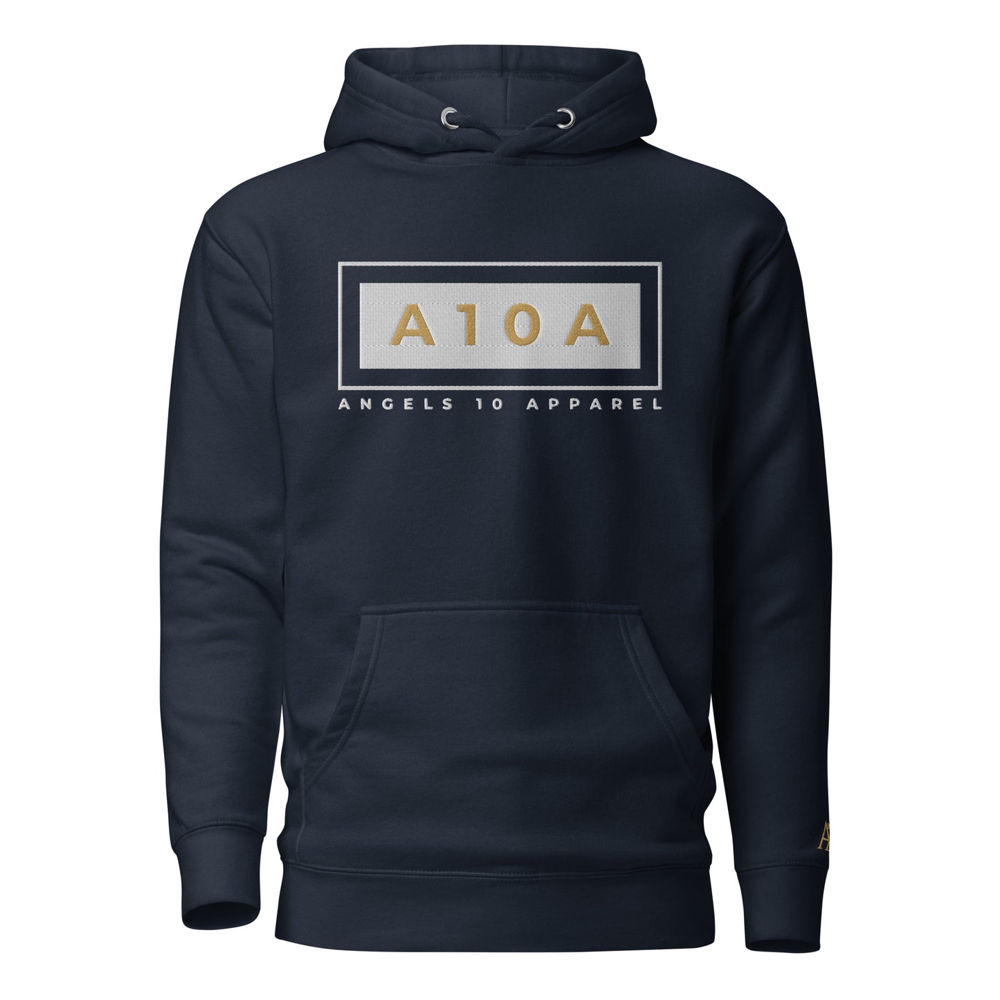 Men's A10A Essentials Collection Classic Hoodie with Pouch Pocket & Warm Hood, featuring a bold A10A logo. This hoodie embodies style and comfort, making it perfect for layering. Shop now from this Christian brand that's veteran owned and faith based.