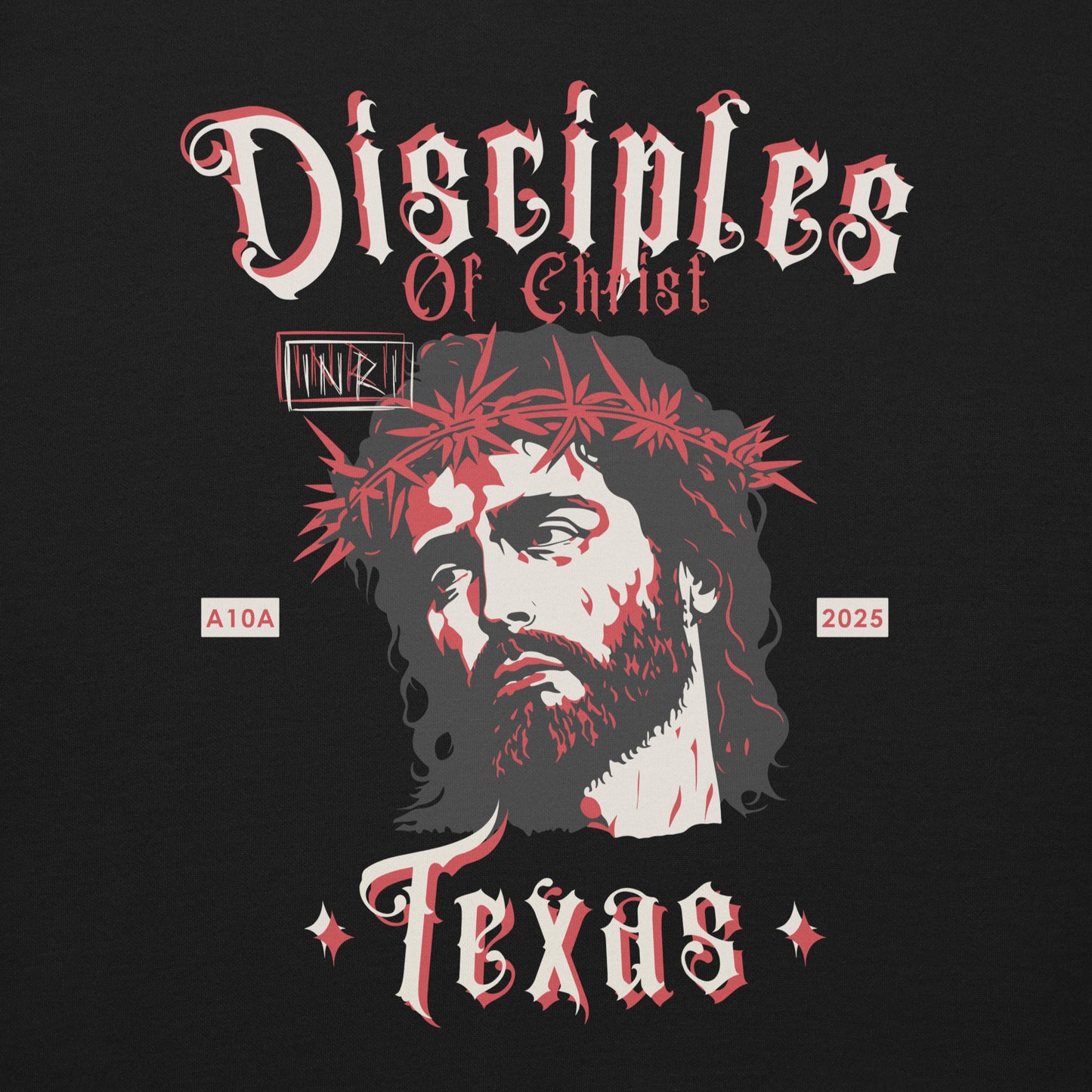 Disciples of Christ Christian Premium Sweatshirt by ANGELS 10 APPAREL LLC featuring bold graphics on black, an ideal fit for Christian Apparel, Faith-Based Clothing, and Texas Bikers.