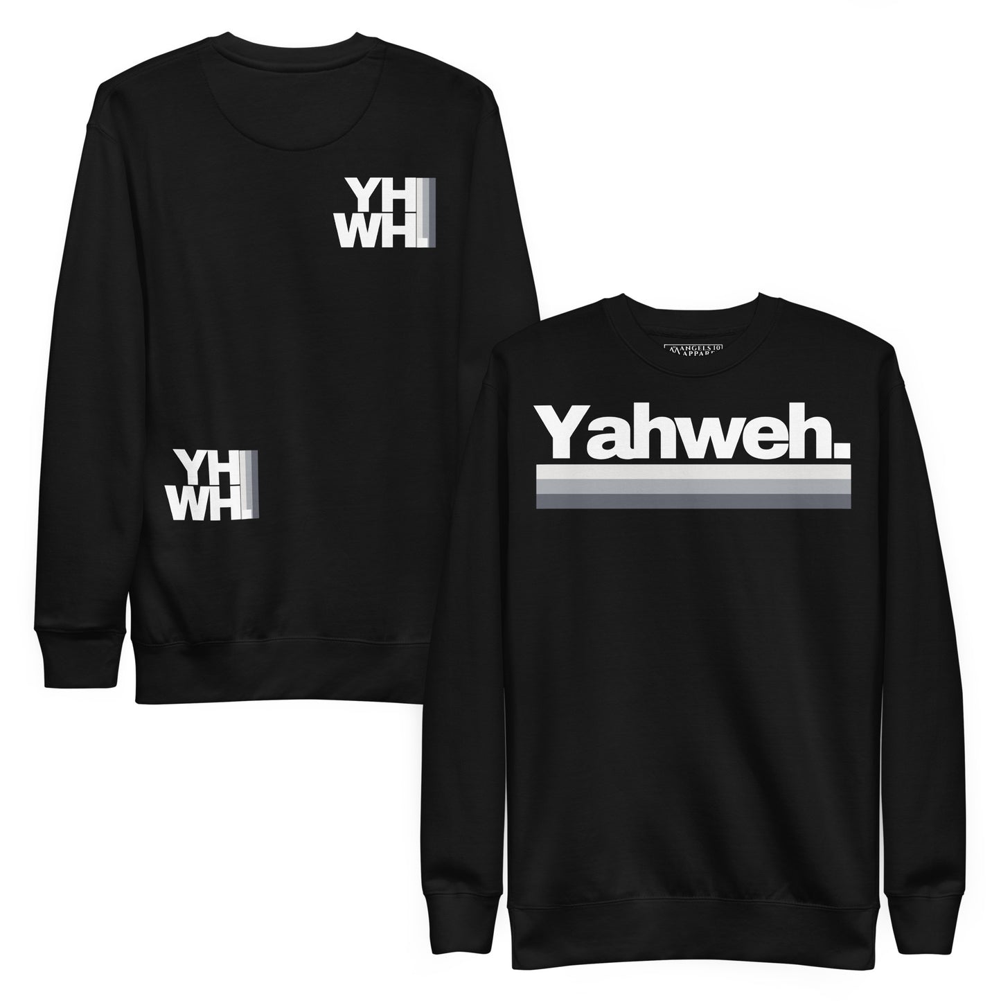 YHWH Unisex Premium Sweatshirt - Soft Fleece Crewneck with Minimalist Design featuring a stylish YHWH print, perfect for expressing your faith while supporting a veteran-owned small business. Ideal for casual wear and those who appreciate faith-inspired fashion.