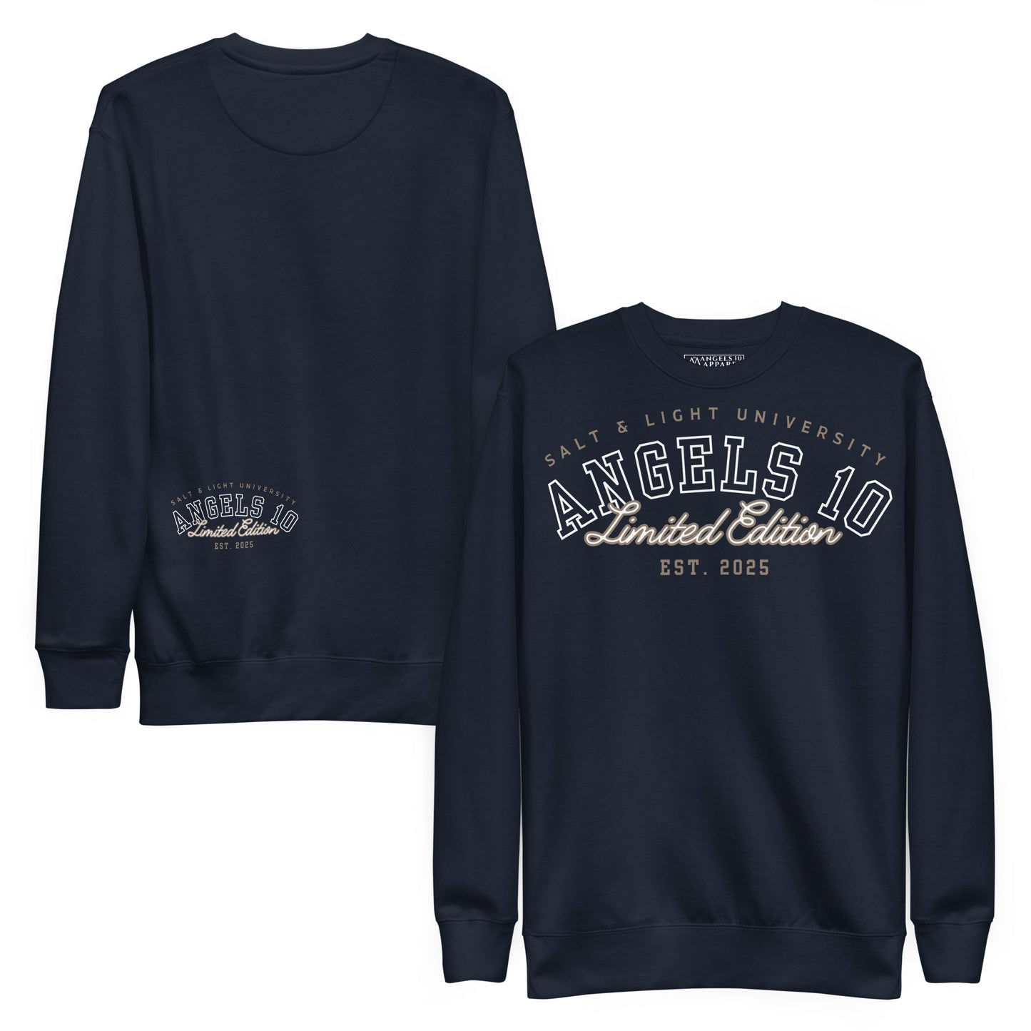 Salt & Light Unisex Premium Sweatshirt for Christian Discipleship featuring a stylish design suitable for college. This comfortable fleece sweatshirt embodies faith and serves as a reminder of being the salt & light of the world.