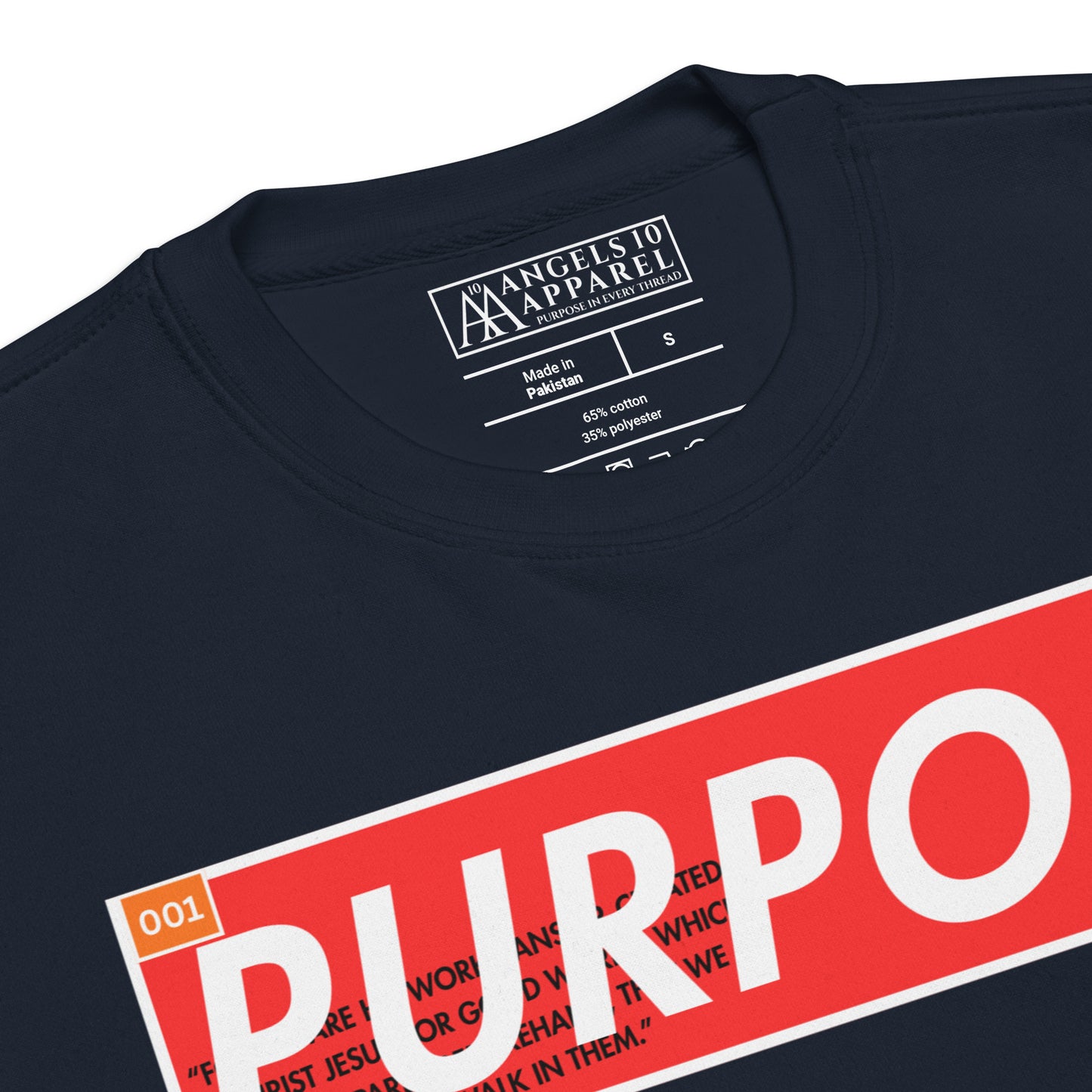 Back view of Purpose - Premium Faithwear Faith-Based Sweatshirt showcasing the self-fabric patch for added style.