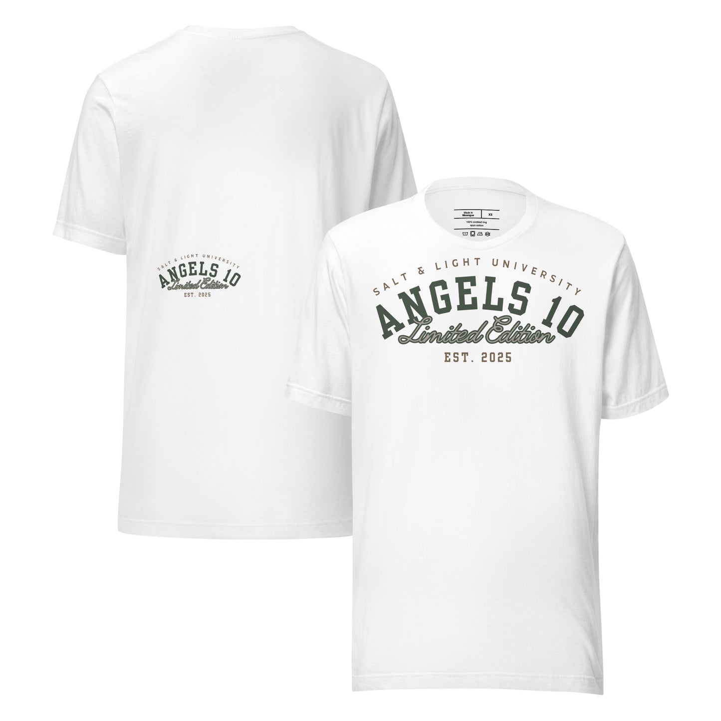 Premium Quality Salt & Light Christian Unisex T-Shirt for Discipleship and Faith in classic white, combining comfort with a meaningful message. Perfect for college life and embodying the principles of discipleship and being the salt & light of the world.