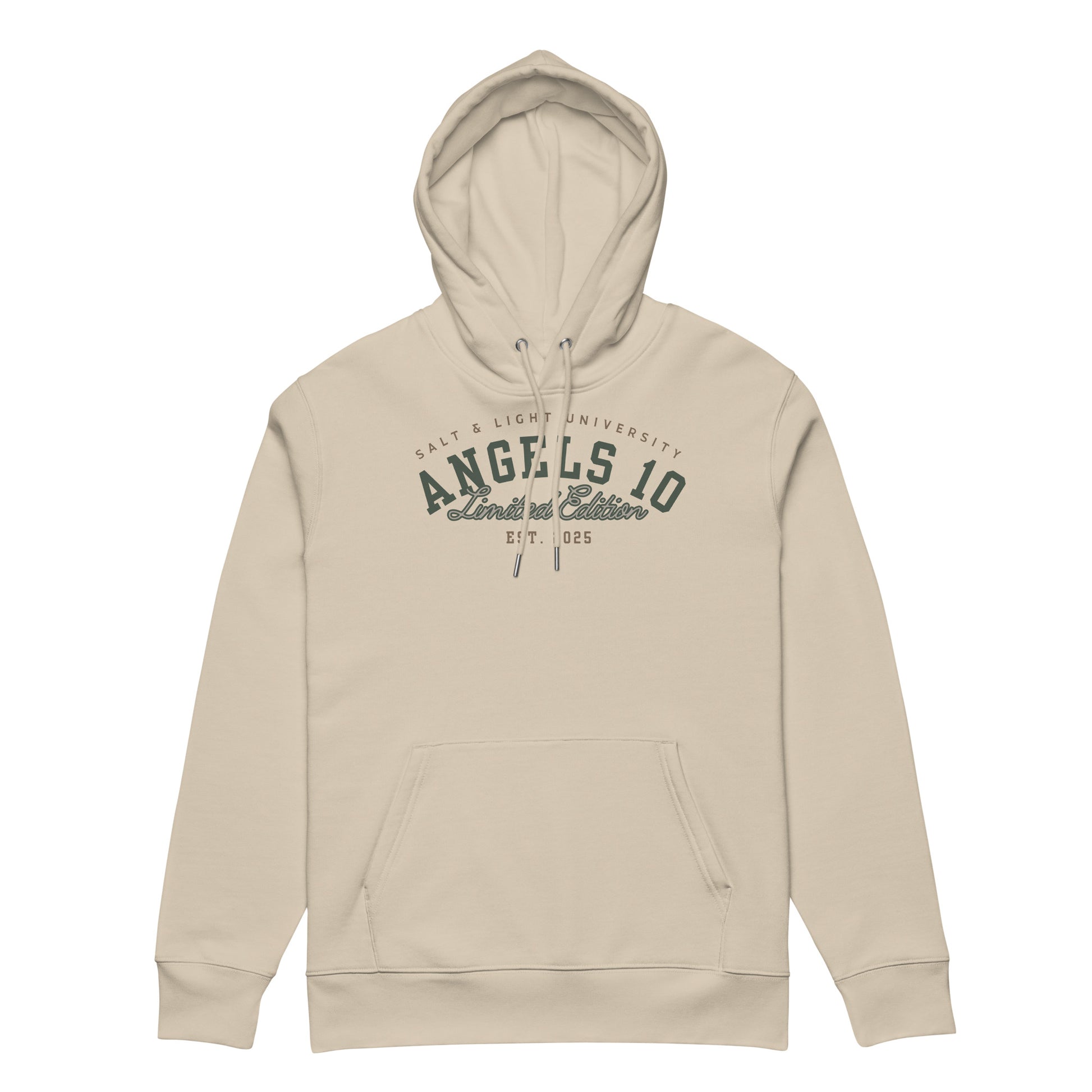 Premium Organic Hoodie for Christian Discipleship featuring a Salt & Light design, perfect for staying cozy in faith while embodying the message of being the salt & light of the world, ideal for college students.