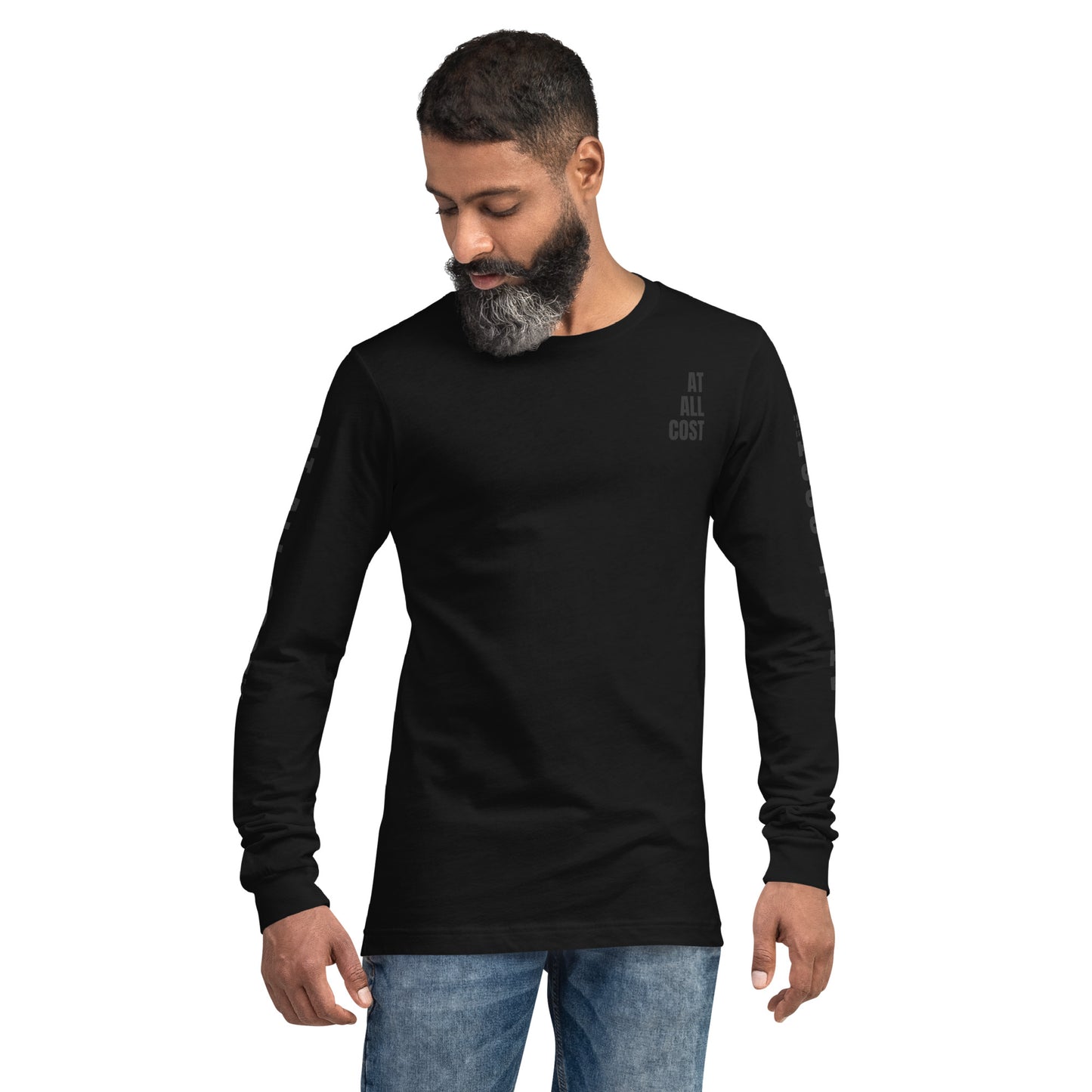 At All Cost Collection - Men's Premium Faith-Based Long Sleeve Tee - Faith, Truth, Biker Style