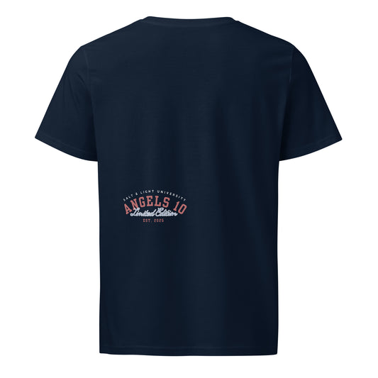 Back view of the Salt & Light Unisex 100% Organic Cotton Mid-Light T-Shirt showcasing its premium quality and design, perfect for college students and discipleship gatherings, reminding wearers to embody their faith as the salt & light of the world.