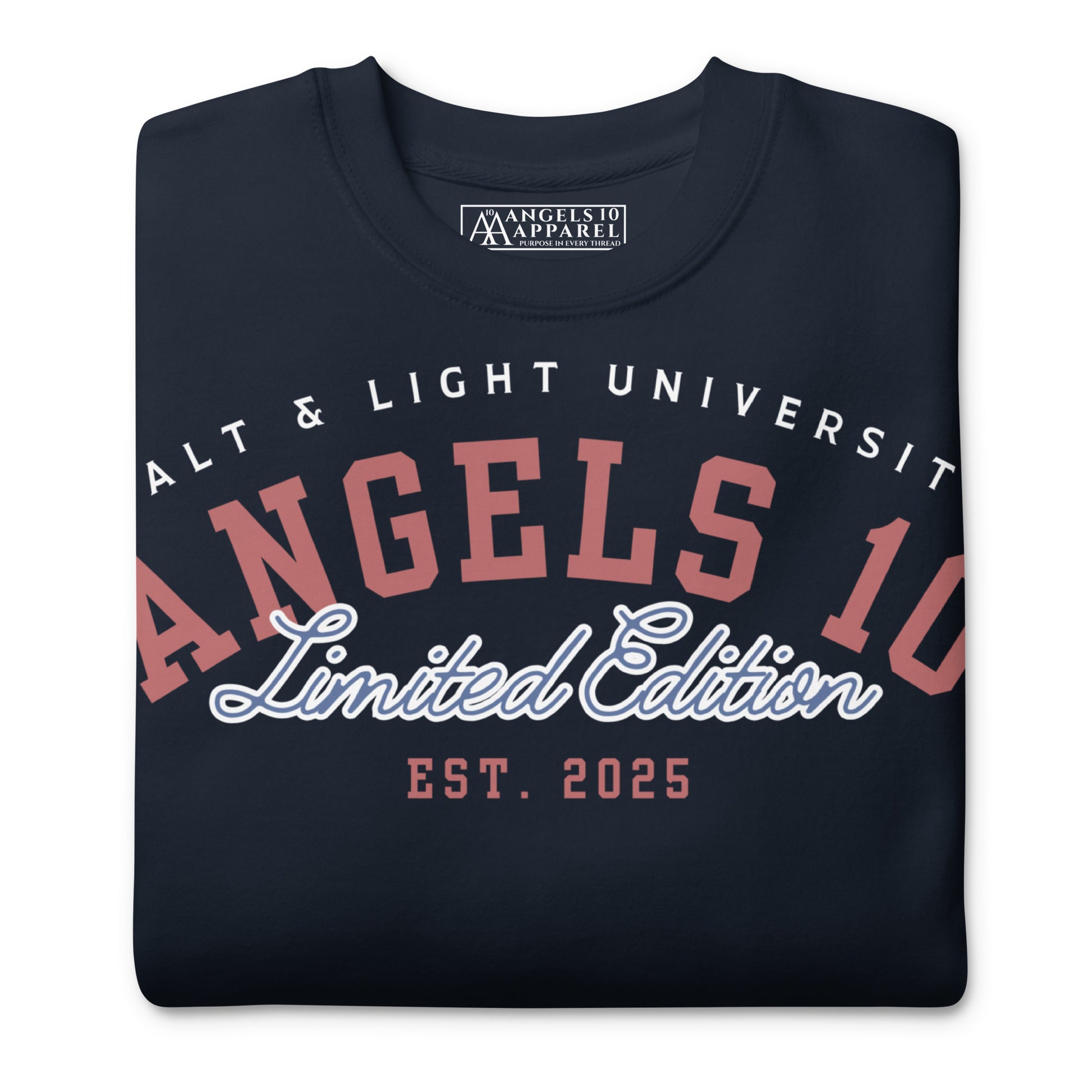 Folded Salt & Light Premium Unisex Sweatshirt showing off its limited edition design, perfect for college students dedicated to living in faith and discipleship, reflecting the salt & light of the world.