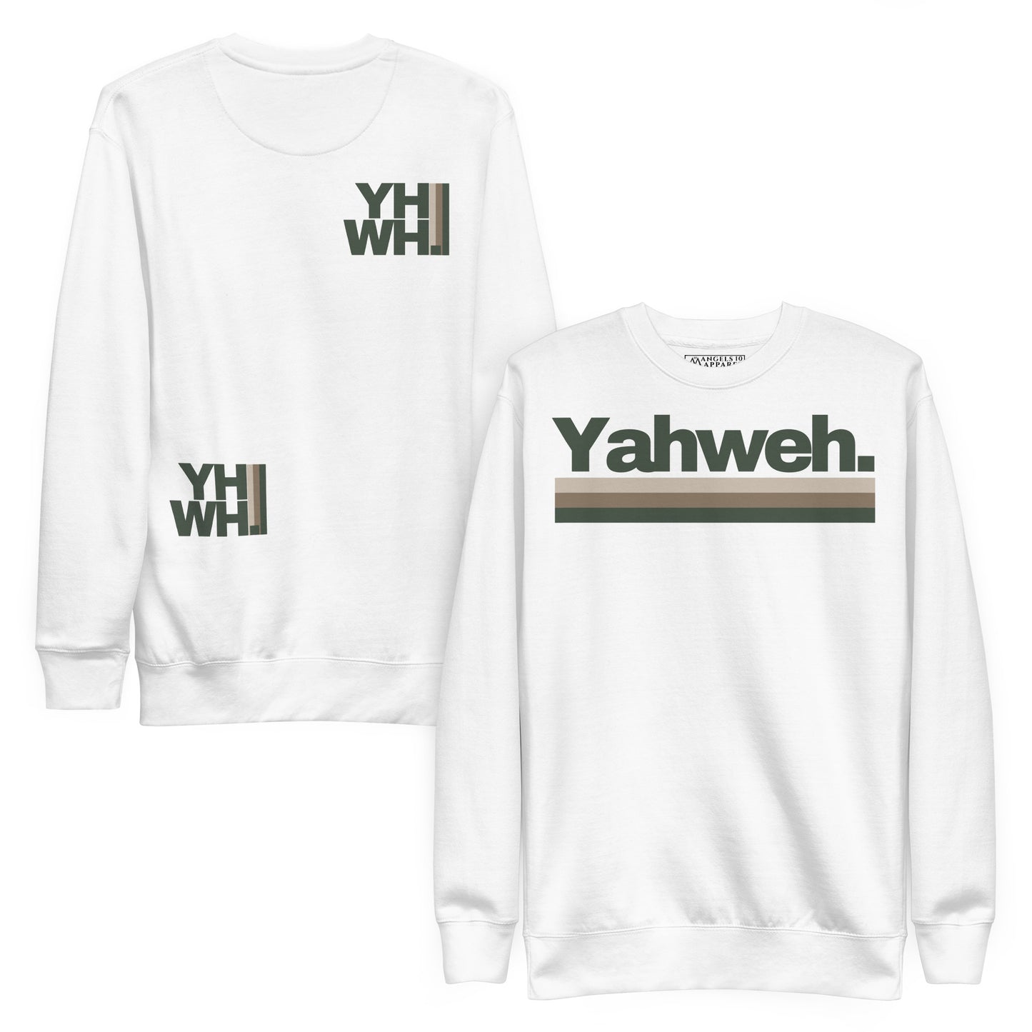 Unisex YHWH Premium Sweatshirt featuring a minimalist design with the YHWH emblem, perfect for leaders who value style and comfort. This soft fleece sweatshirt is ideal for those who wish to express their faith while supporting a veteran-owned small business.