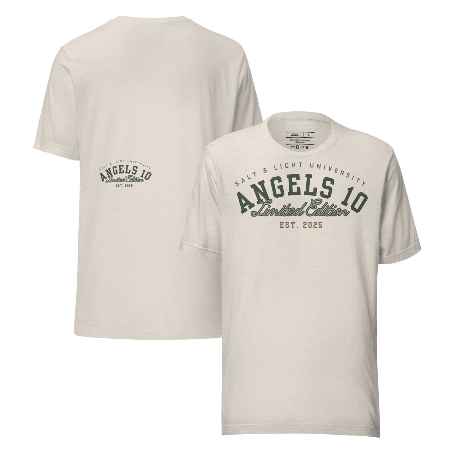 Premium Quality Salt & Light Christian Unisex T-Shirt for Discipleship and Faith in light gray color, perfect for expressing faith and discipleship. A great choice for college outings and sharing the message of being the salt & light of the world.