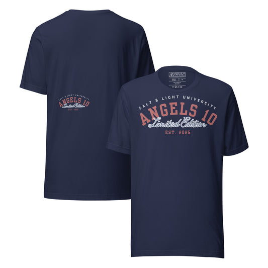 Salt & Light Unisex T-Shirt featuring a stylish design by ANGELS 10 APPAREL LLC, perfect for expressing Christian faith and discipleship. Ideal for college students looking to share the message of being the salt & light of the world.